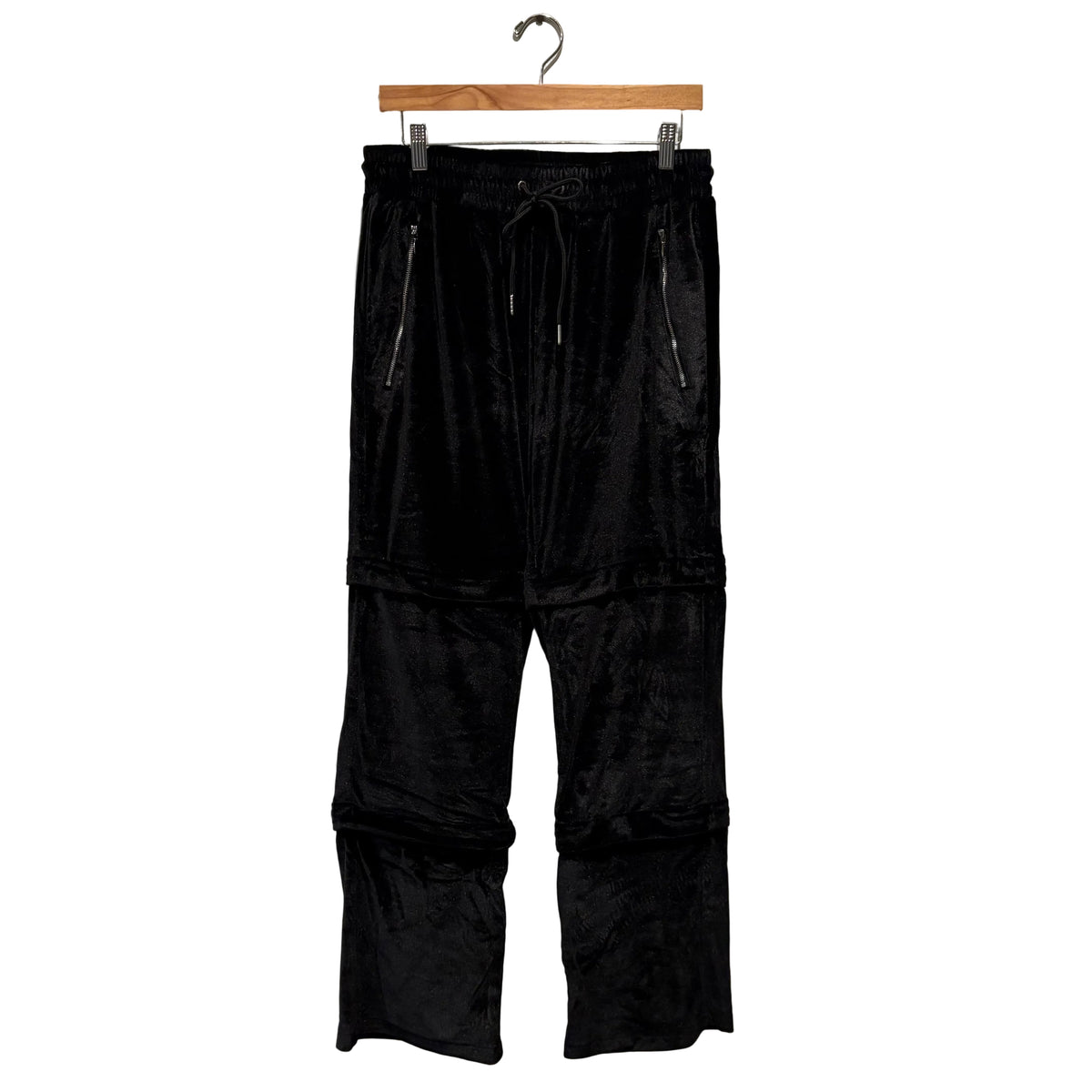 Black Velour Shorts rhinestone detail