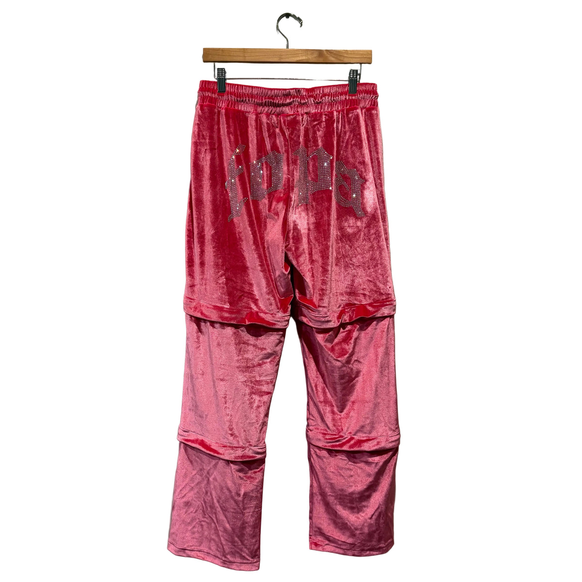 Black Convertible Velour Sweatpants front view